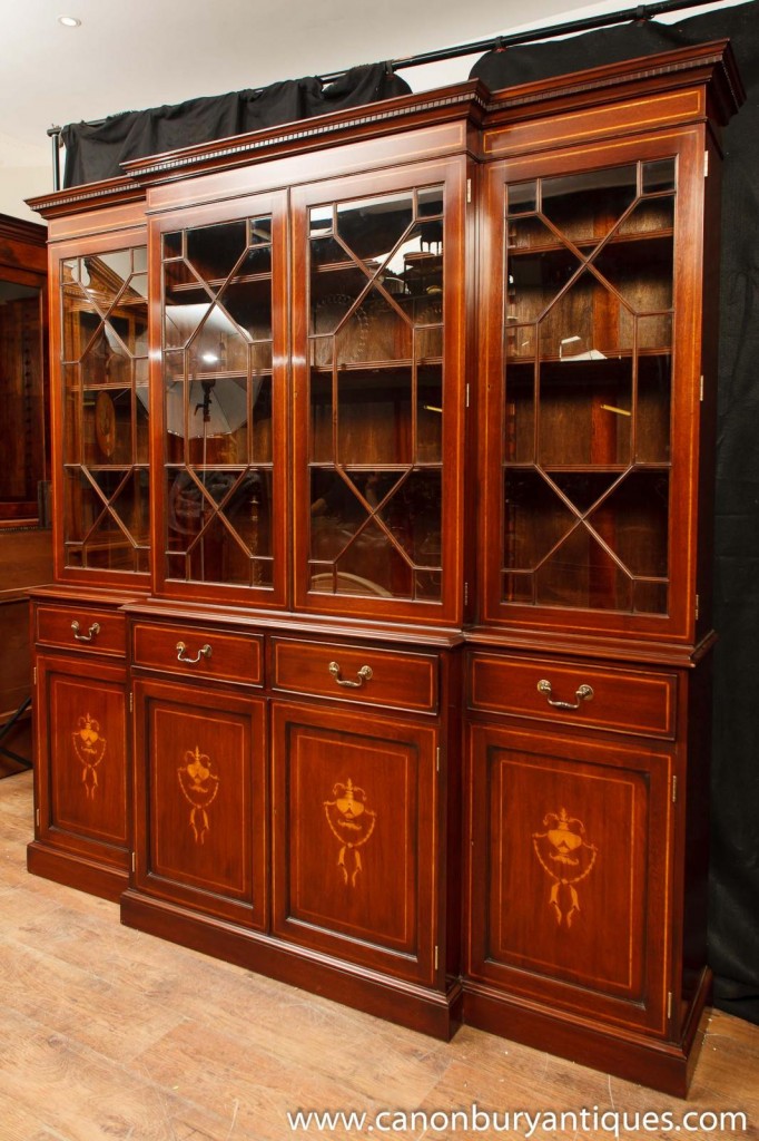 Mahogany Regency Breakfront Bookcases