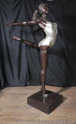 XL French Bronze Art Deco Ballet Dancer Statue Architectural XL French Bronze Art Deco Ballet Dancer Statue Architectural