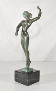 Antique Art Deco Bronze Dancer Figurine Signed Guerbe Original
