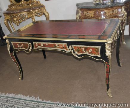 Boulle Inlay Desk French Bureau Plat Writing Table 