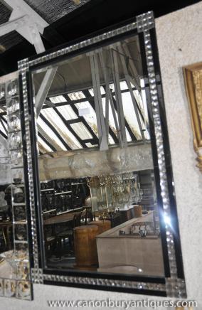 Large Art Deco Glass Pier Mirror Mirrors Mantle 