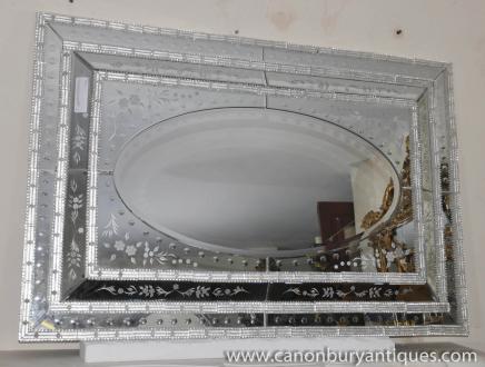 Large Italian Venetian Glass Mantle Mirror Glass Venice Mirror Large Italian Venetian Glass Mantle Mirror Glass Venice Mirror