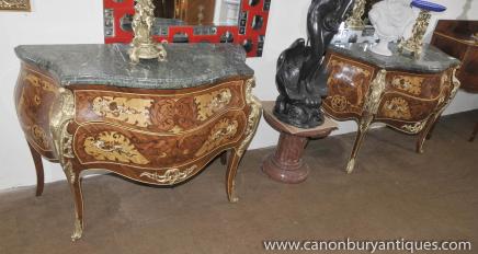 Pair of French Louis XV style Bombe Commodes 