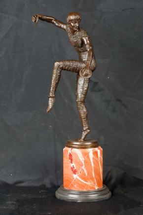 Art Deco Chiparus Bronze Statue Harlequin Figurine Cymbal Dancer 
