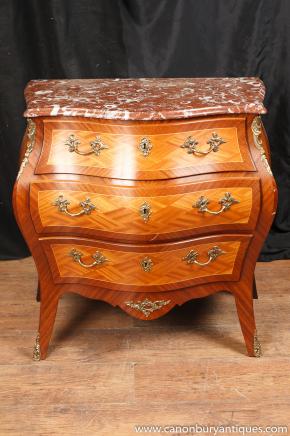 Antique French Empire Bombe Commode Chest Drawers Circa 1910