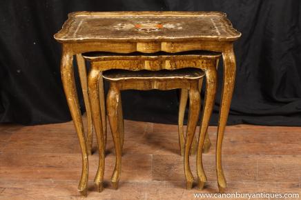 French Louis XV Nest Gilt Tables Side Table Furnitur French Louis XV Nest Gilt Tables Side Table Furnitur