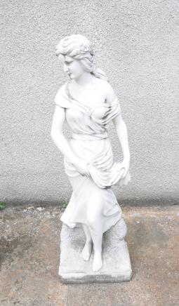 Lifesize Italian Marble Carved Maiden Rossi