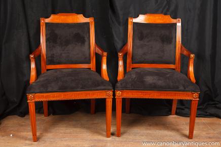Pair Art Deco Arm Chairs Beidermeier Chair Fauteil