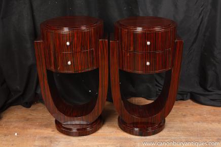 Pair Art Deco Bedside Tables Chests Nightstands 1920s