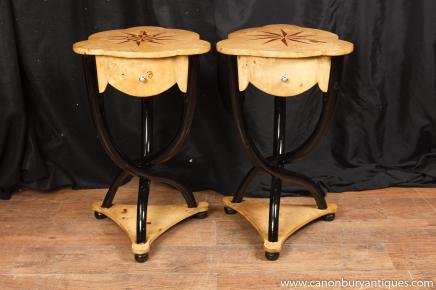 Pair Art Deco Bedside Tables Chests Nightstands Side Table