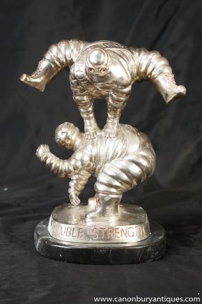 Pair Bronze Michelin Man Statues Casting Bibendum Figurine