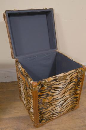 Pair Funky Cheetah Print Luggage Box Trunks