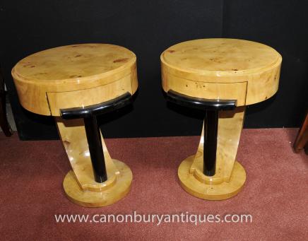 Pair Art Deco Bedside Tables Chests Nightstands 1920s Furniture 