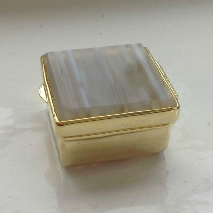 Agate & Gold Metal Pill Box