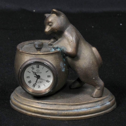 Brass Cat with Jar Omega Novelty Clock