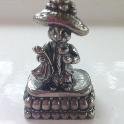 Metal Paper Weight in Shape of Bunny Wearing Hat