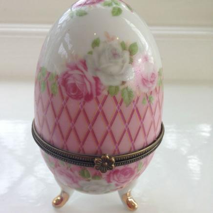 Porcelain Egg Trinket with Rose Detail