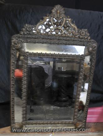 Antique 1880 French Cushion Press Mirror Art Nouveau Mantle Mirrors Antique 1880 French Cushion Press Mirror Art Nouveau Mantle Mirrors
