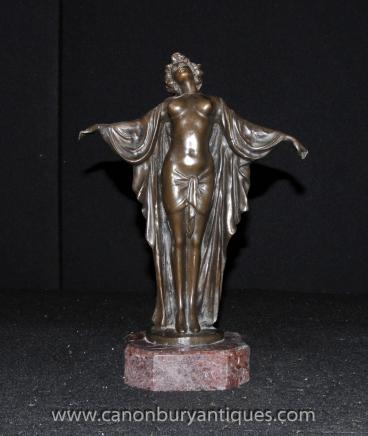 Art Deco Bronze SemiRamis Dancer Figurine Statue Female Nude 