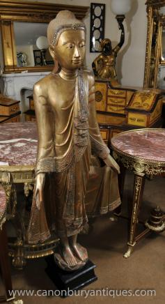 Carved Burmese Buddha Statue Buddhist Art Buddhism