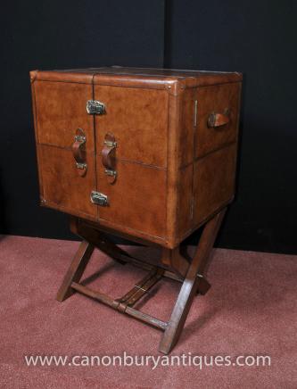 English Leather Campaign Drinks Cabinet Wine Chest Luggage Trunk