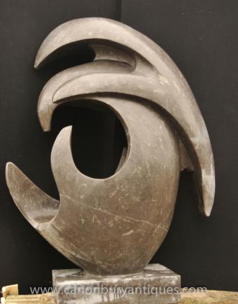 XL Italian Marble Abstract Art Dolphin Modernist Statue Sculpture 