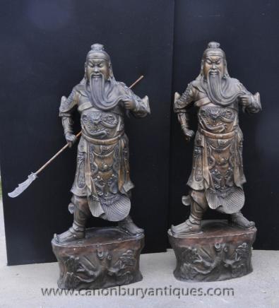 Gorgeous Pair of Bronze Japanese Samurai Warriors