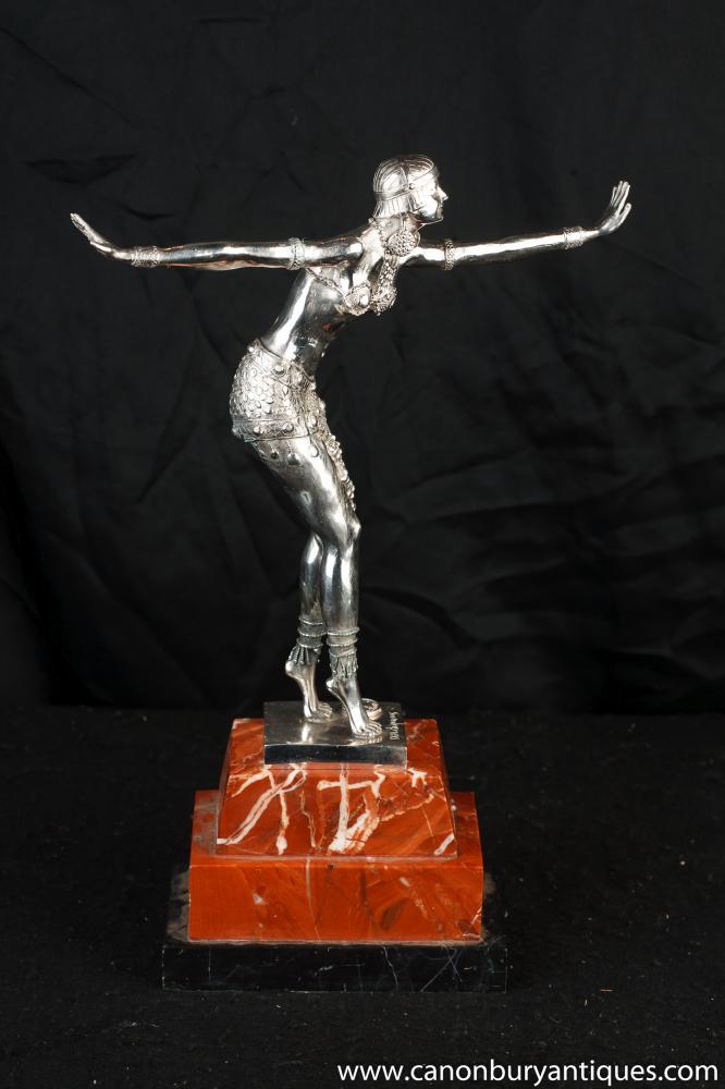 Art Deco Silver Bronze Charleston Dancer Figurine by Chiparus