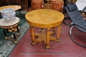 Art Deco Round Centre Table Blonde Walnut Biedermeier