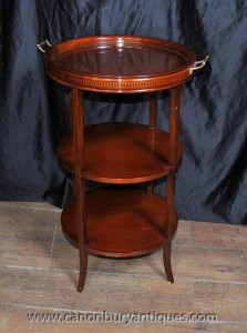 English Regency Side Table Glass Topped Tray Tables Mahogany
