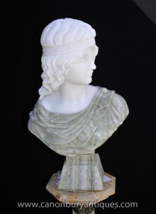 Italian Marble Bust Greek Goddess Athena Stone Carved Statue