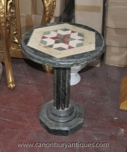 Italian Tuscan Marble Round Side Table Inlay Cocktail Tables
