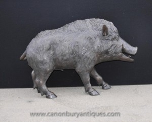 Lifesize Bronze Hog Sculpture Celtic Boar Pig Statue