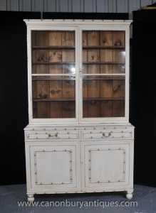 Painted English Kitchen Dresser Bookcase Glass Fronted Cabinet