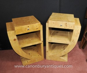 Pair Art Deco Bedside Tables Chests Nightstands 1920s Furniture