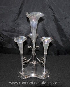 Art Nouveau Silver Plate Epergne Centrepiece Rose Vase
