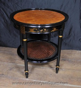 French Black Lacquer Low Side Table Chinoiserie Tables