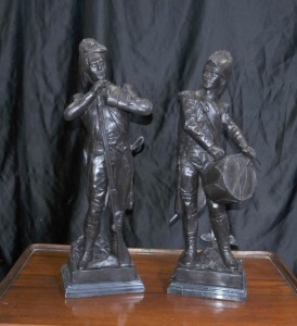 Pair French Bronze Soldiers Battle Waterloo Napoleon
