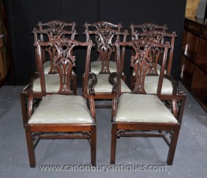 Set 8 Chippendale Dining Chairs Mahogany Diners