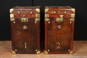 Leather Steamer Trunk Side Tables Luggage Box Coffee Table