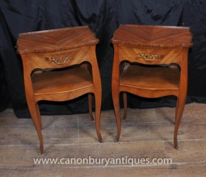 Pair Empire Bedside Tables in Kingwood French Nightstands Side Chests