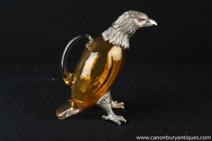 Sheffield Silver Plate Eagle Bird Jug Glass Decanter