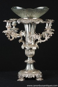 Victorian Sheffield Silver Plate Epergne Centrepiece Rococo Candelabra