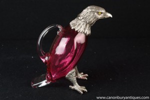 Victorian Silver Plate Cut Glass Eagle Decanter Jug