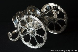 Victorian Silver Plate Double Wine Basket Pourer Chariot