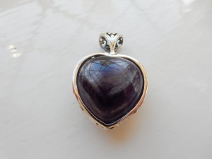 Fine Silver & Amethyst Heart Pendant 