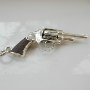 Fine Silver Novelty Pistol Pendant Charm 