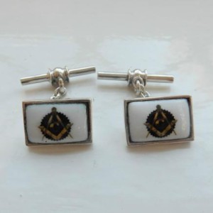 Pair Silver & Enamel Freemasons Cufflinks