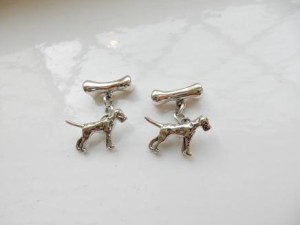 Pair Solid Silver Dog & Bone Cufflinks 
