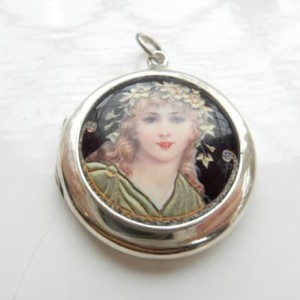 Silver Art Nouveau Lady Pendant